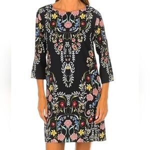 Desigual Clementine Shift Dress Size 44 US 12 Multicolor Dark Floral Lined Boho